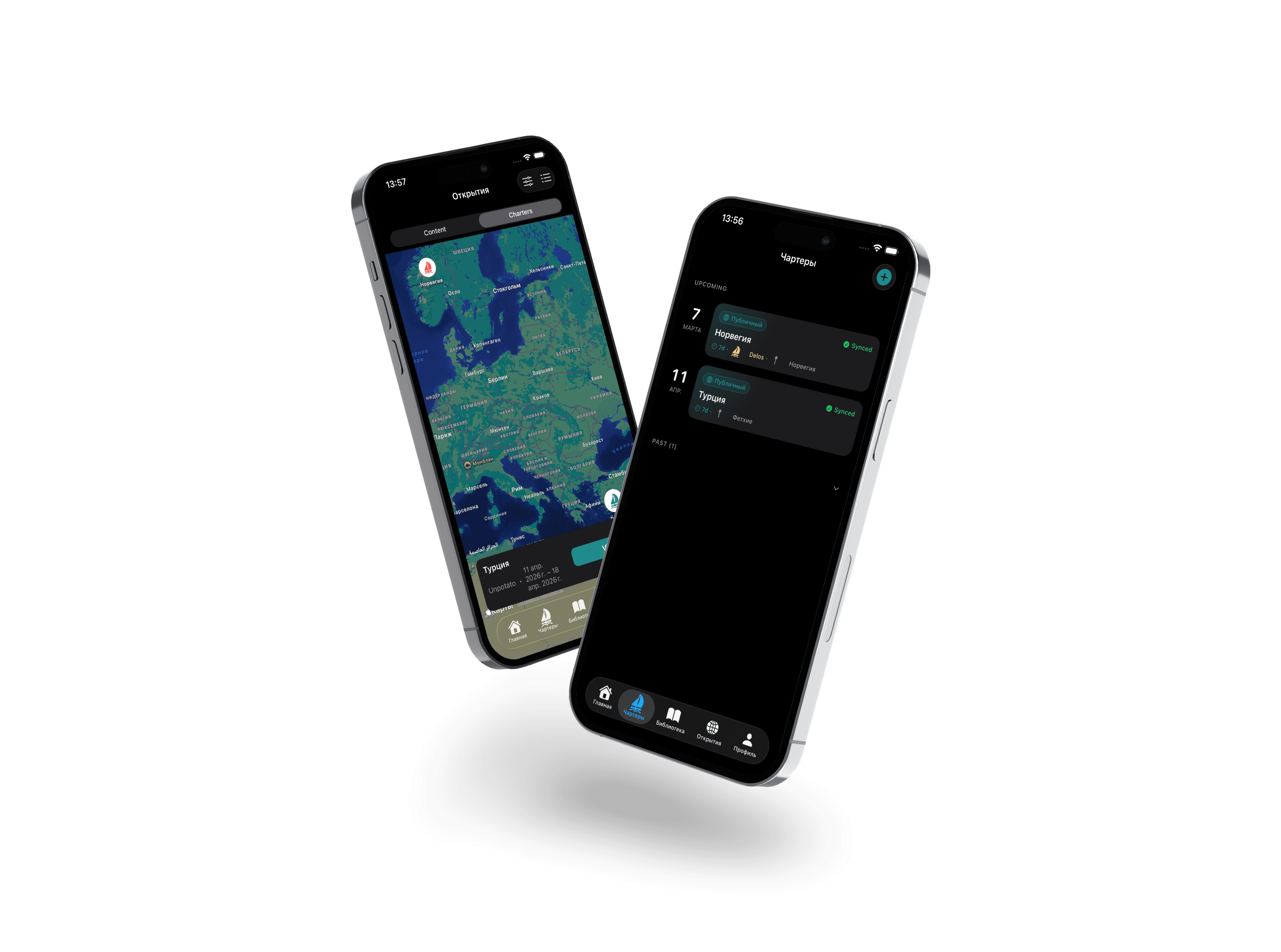 Plan your charter – map and charter list views